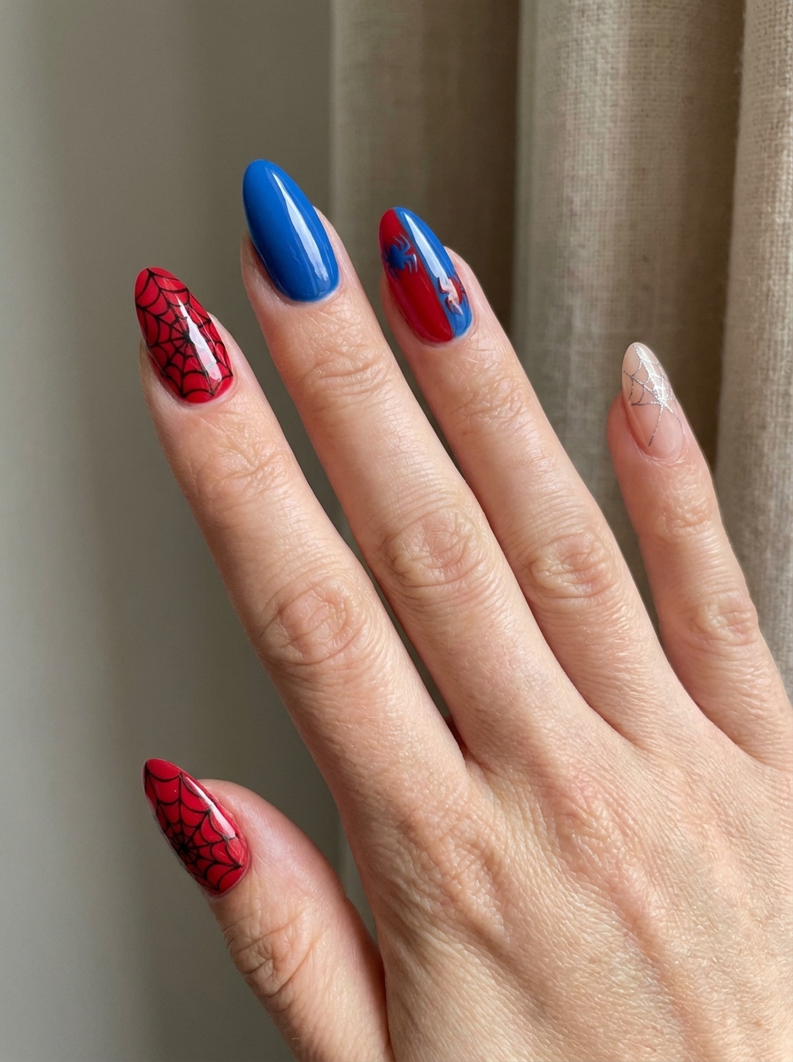 Spiderman Mix-and-Match Nails als Spiderman Nägel Inspiration 2026